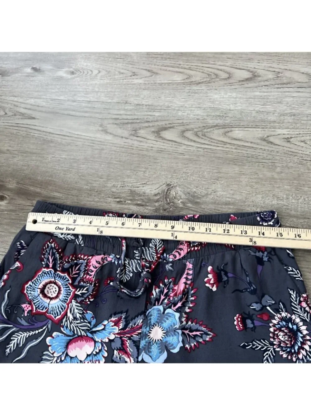 LOFT Drawstring Wide Leg Pants Purple Floral Full Length Womens Small